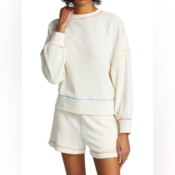 RAILS Set Alice Rainbow Stitch Sweatshirt sweat shorts lounge crop jane matching - Picture 1 of 12